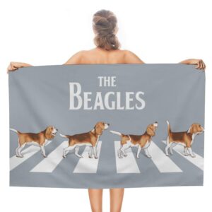 tsingza oversized bath towels for bathroom 1 piece, large bath sheet soft absorbent beagle dogs walk on street, quick dry beach towels shower towels pool swimming 51”x30”