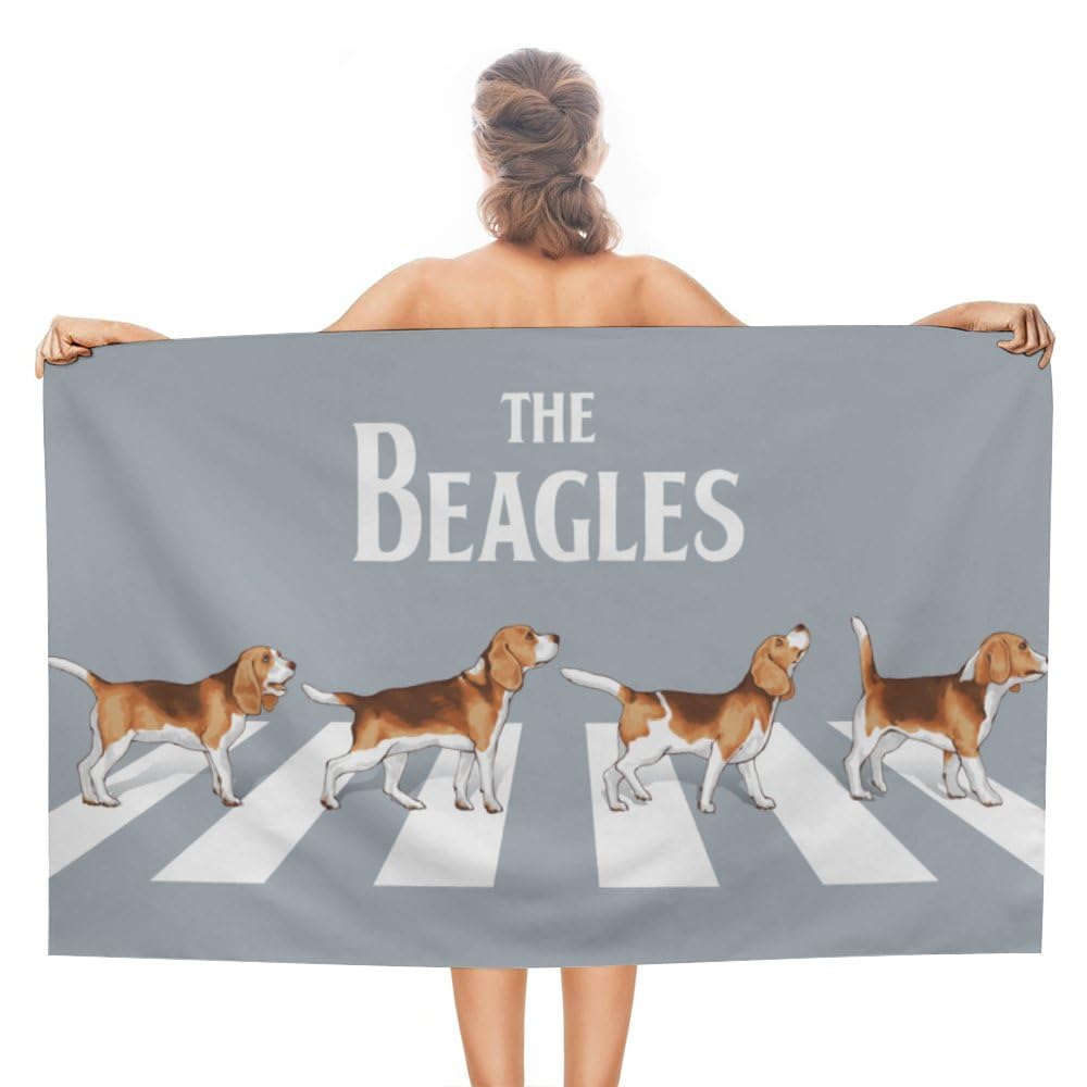 TsingZa Oversized Bath Towels for Bathroom 1 Piece, Large Bath Sheet Soft Absorbent Beagle Dogs Walk on Street, Quick Dry Beach Towels Shower Towels Pool Swimming 51”x30”