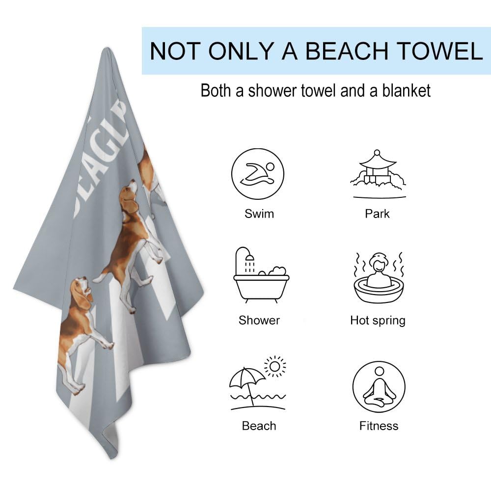 TsingZa Oversized Bath Towels for Bathroom 1 Piece, Large Bath Sheet Soft Absorbent Beagle Dogs Walk on Street, Quick Dry Beach Towels Shower Towels Pool Swimming 51”x30”