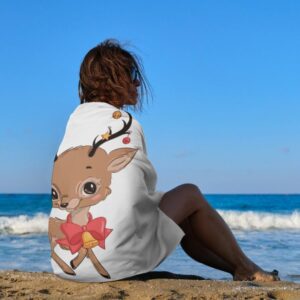 ZHIMI Beach Towels Oversized Cute Cartoon Christmas Deer Hand Bath Towel Pool Towels Microfiber Absorbent Sand Free Quick Dry Towels for Bathroom Gym Camping Women Men 31x51Inch
