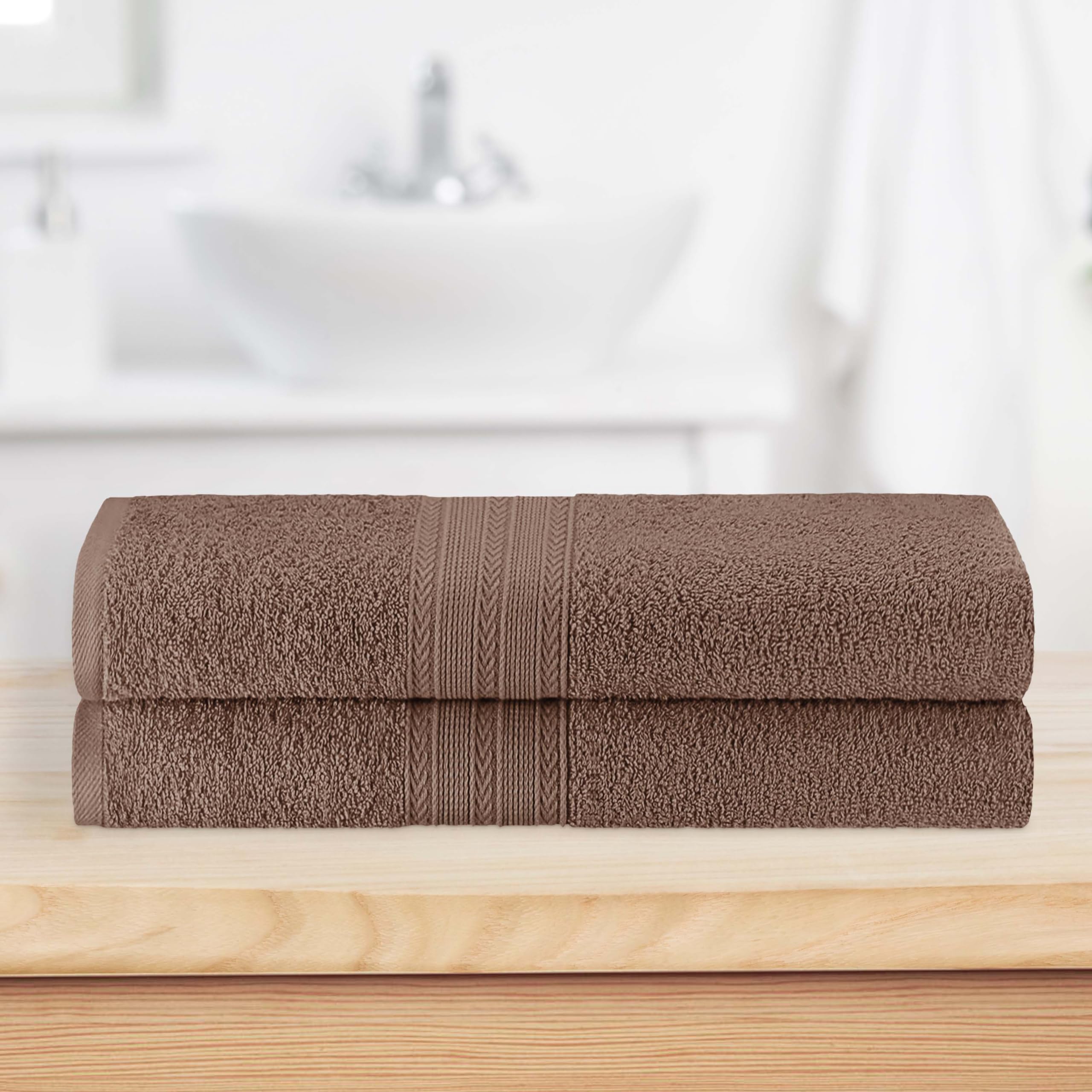 BNM Eco-Friendly Cotton Lightweight Towels For Guest Bath, Master Bathroom, Shower, Quick Dry, Adults, Kids, Home Essentials, Oversized Towels, Sustainable Towels, Bath Sheet Set of 2, Coffee