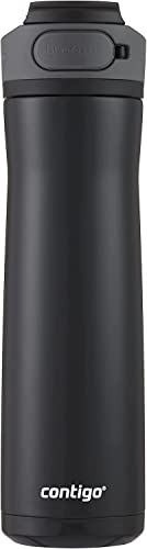 Contigo Cortland Chill 2.0 Stainless Steel Insulated Water Bottle, 24 oz, Licorice - Autoseal Spill-Proof Lid Great for On the Go - Keep Drinks Hot/Cold - Fits Most Cup Holders - Includes Carry Handle