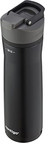 Contigo Cortland Chill 2.0 Stainless Steel Insulated Water Bottle, 24 oz, Licorice - Autoseal Spill-Proof Lid Great for On the Go - Keep Drinks Hot/Cold - Fits Most Cup Holders - Includes Carry Handle