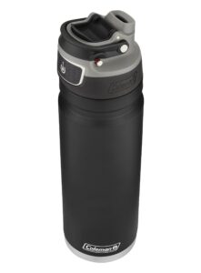 coleman autoseal freeflow stainless steel water bottle, black, 24 oz