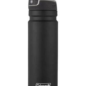 Coleman AUTOSEAL FreeFlow Stainless Steel Water Bottle, Black, 24 oz