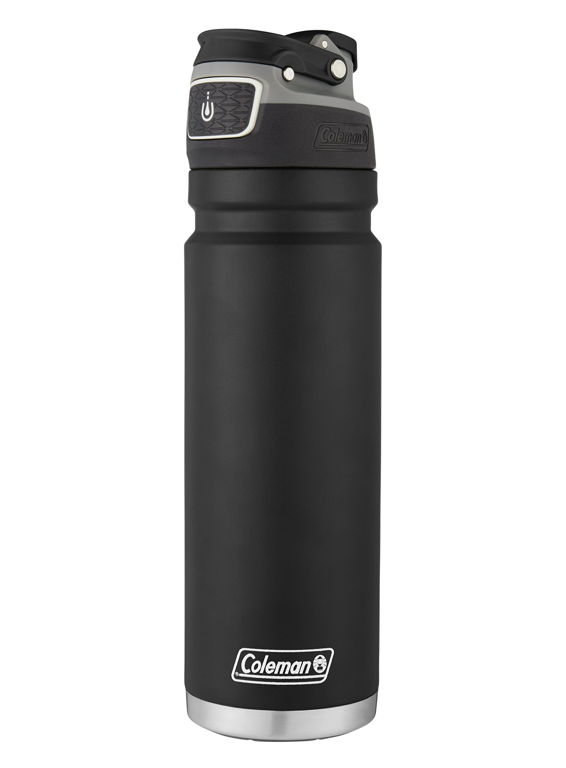 Coleman AUTOSEAL FreeFlow Stainless Steel Water Bottle, Black, 24 oz