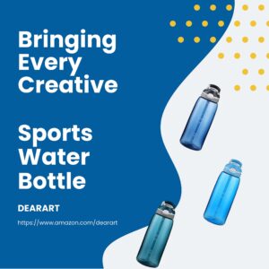 DEARART 32oz Dark Cyan Water Bottles With Narrow Straw, BPA FREE and Hidden Cup Mouth, Summer Clear Bottle With Handle, Suit Office Sports Work Gym Yoga Traveling etc.