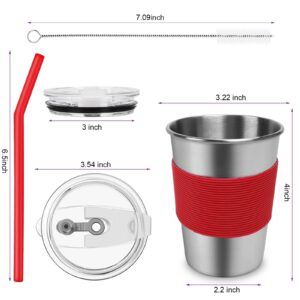 Rommeka Kids Drinking Cups, 6 Pack 12oz Stainless Steel Sippy Cup Spill Proof Kids Cups with Straws and Lids for Adults, Toddler and Children