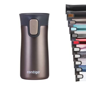 contigo pinnacle autoseal travel mug, stainless steel thermal mug, vacuum flask, leakproof tumbler, coffee mug with bpa free easy-clean lid, 300 ml, tans matte