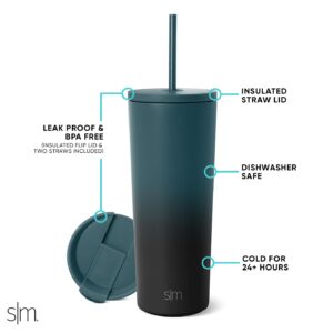 Simple Modern Insulated Tumbler with Lid and Straw | Iced Coffee Cup Reusable Stainless Steel Water Bottle Travel Mug | Gifts for Women Men Her Him | Classic Collection | 24oz | Moonlight