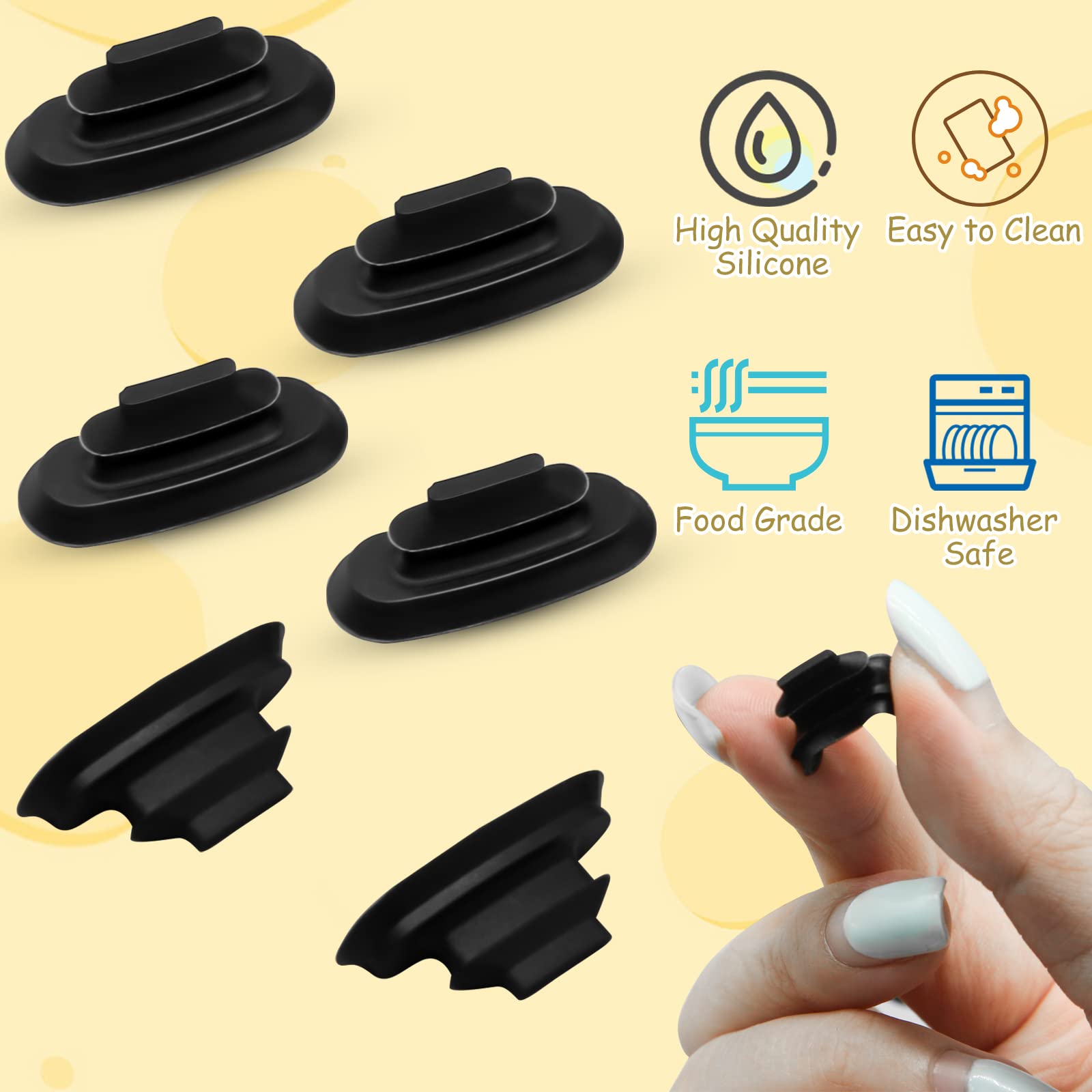 6Pcs Rubber Lid Stopper Compatible with Contigo West Loop Autoseal Travel Coffee Cup, Replacement Stopper Seal Part for Contigo West Loop Coffee Mug, Replacement Parts for Contigo Water Bottle(Black)