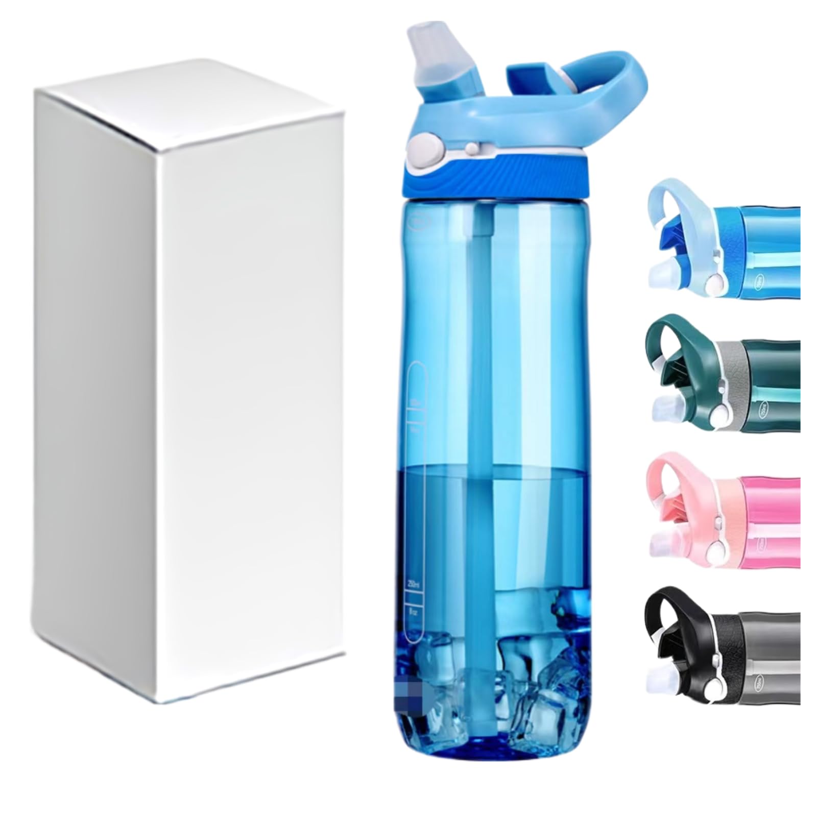 LBRG Water bottles with Locking Lid,Travel water bottle,Water bottle with straw,and Sports water bottle with Clip handle- Tritan water bottle(Blue)