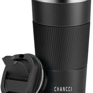 Travel Coffee Mug Spill Proof Leakproof 16 oz Insulated Coffee Mug with Screw Lid, Stainless Steel Vacuum Tumbler Reusable Thermal Coffee Cup to go for Hot and Cold Drinks -510ml,Black