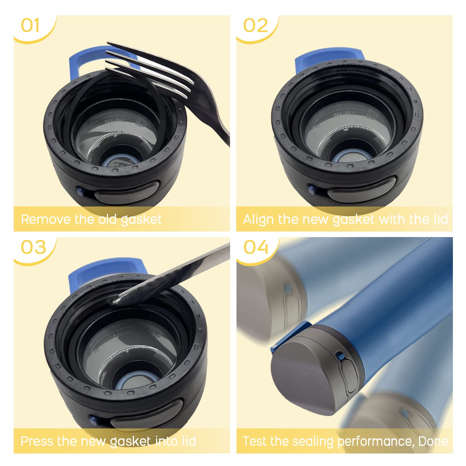 4 Pack Gaskets Compatible with Contigo AUTOSPOUT AUTOPOP 20oz 24oz 32oz Water Bottle, Replacement Rubber Seal Part for Contigo AUTOSPOUT AUTOPOP Lid, Replacement Silicone O Ring