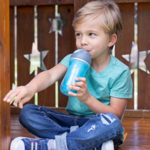 Chicco Insulated Sippy Cup with Straw, Spill-Free Lid, Dishwasher Safe - Blue/Teal, 9 oz/ 260 ml, 2 Count (Pack of 1)