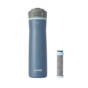 Contigo Wells Chill Stainless Steel Filter Water Bottle with Leak-Proof Straw Lid and Replacement Filter