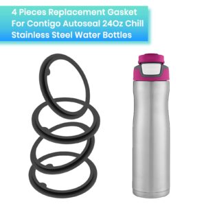 BOSORIO 4 Pack Gaskets Compatible with Contigo AUTOSEAL 24oz Water Bottle, Replacement Rubber Seal Part for Contigo AUTOSEAL Lid with White Button, Replacement Silicone O Ring