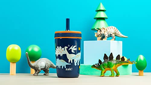 Zak Designs Kelso Toddler Cups For Travel or At Home, 12oz Vacuum Insulated Stainless Steel Sippy Cup With Leak-Proof Design is Perfect For Kids (Zaksaurus)