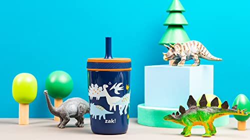 Zak Designs Kelso Toddler Cups For Travel or At Home, 12oz Vacuum Insulated Stainless Steel Sippy Cup With Leak-Proof Design is Perfect For Kids (Zaksaurus)