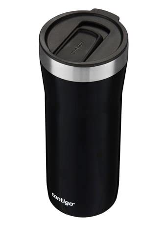 Contigo Insulated Tumblers Travel Mug Set - Streeterville 14 oz. Stainless Steel Tumbler with Handle in Salt White and SNAPSEAL 16 oz. Insulated Stainless Steel Travel Mug in Licorice