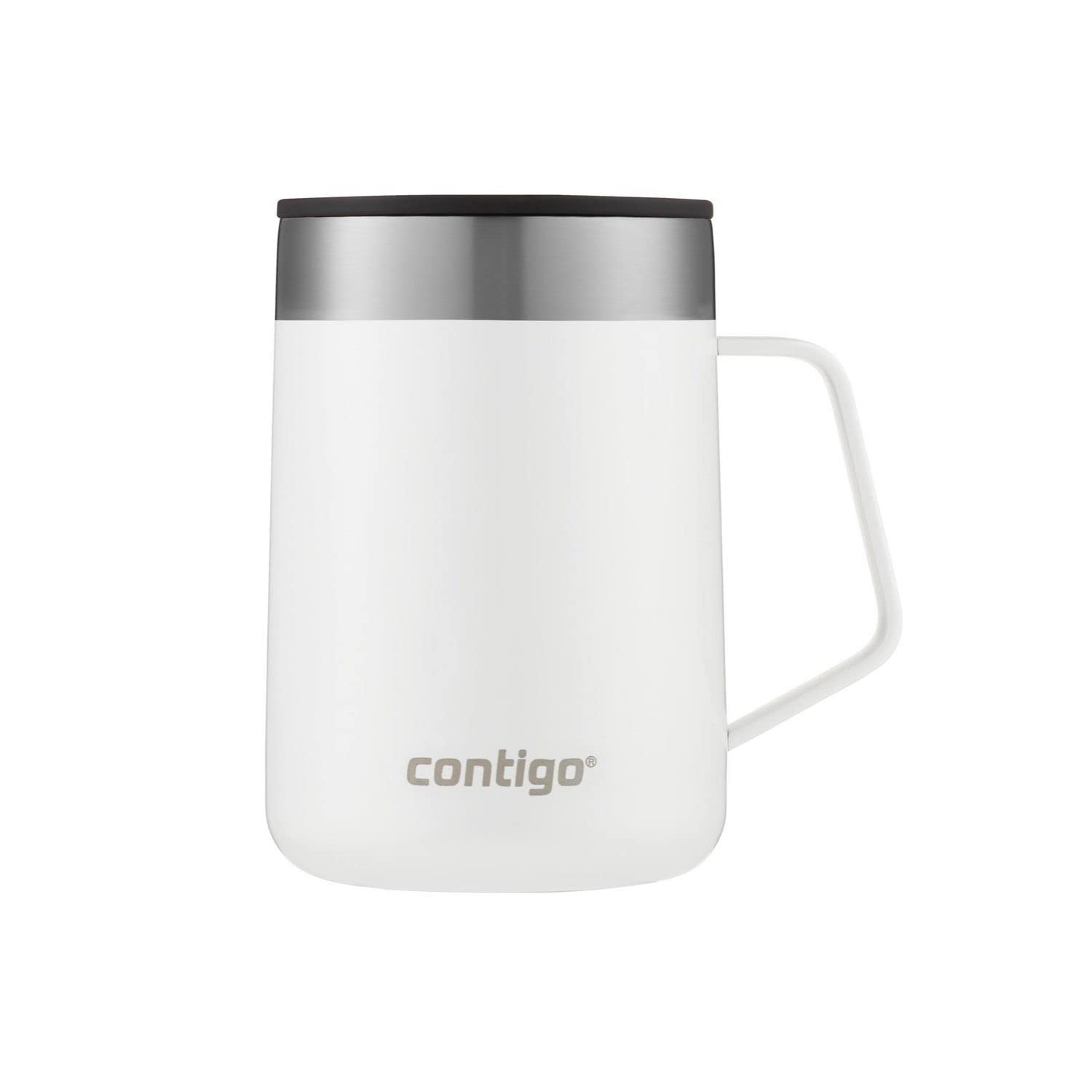 Contigo Insulated Tumblers Travel Mug Set - Streeterville 14 oz. Stainless Steel Tumbler with Handle in Salt White and SNAPSEAL 16 oz. Insulated Stainless Steel Travel Mug in Licorice