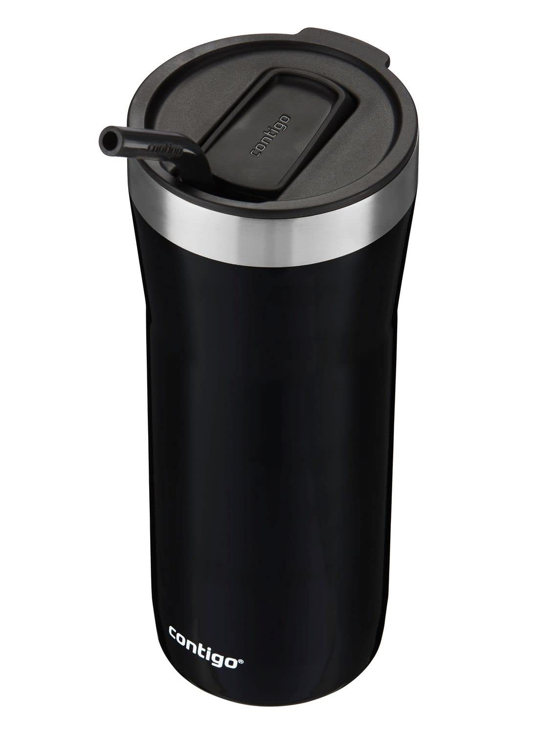 Contigo Insulated Tumblers Travel Mug Set - Streeterville 14 oz. Stainless Steel Tumbler with Handle in Salt White and SNAPSEAL 16 oz. Insulated Stainless Steel Travel Mug in Licorice