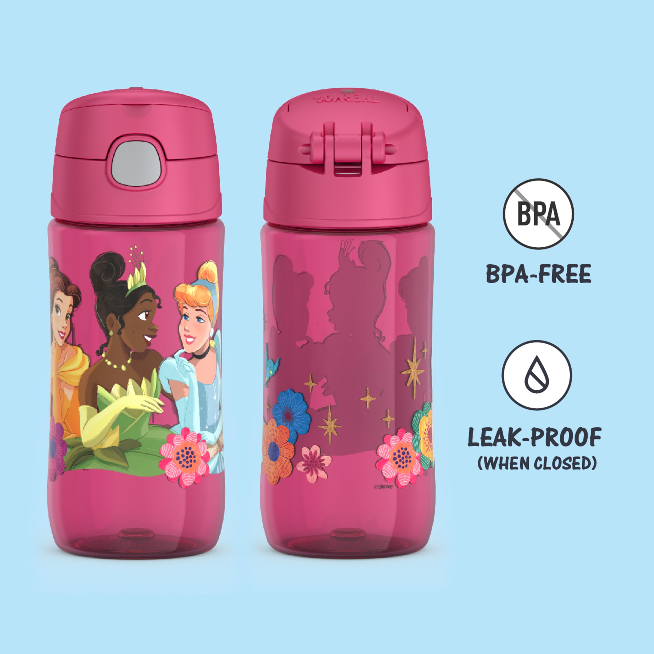 THERMOS FUNTAINER 16 Ounce Plastic Hydration Bottle with Spout, PRINCESS