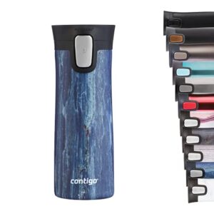 contigo pinnacle autoseal travel mug, stainless steel thermal mug, vacuum flask, leakproof tumbler, coffee mug with bpa free easy-clean lid, blueslate, 420 ml