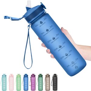 Hyeta 32oz Water Bottles with Straw - Stay Motivated and Hydrated with Convenient Times to Drink Markings, Durable, Leak-proof and BPA-free