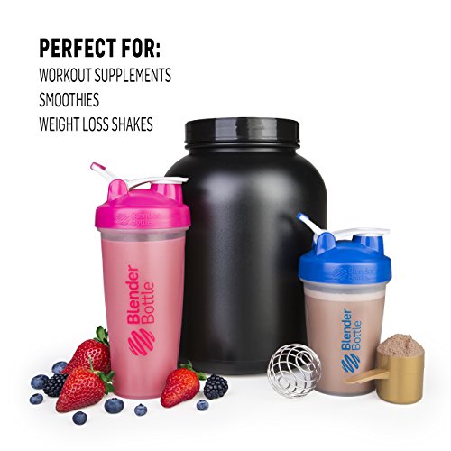 BlenderBottle Classic Shaker Bottle Perfect for Protein Shakes and Pre Workout, All Pink and Coral , 28-Ounce (Pack of 2)