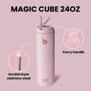 BOTTLE BOTTLE Insulated Water Bottle 24oz with Straw Lid and Handle for Sports Travel Gym Stainless Steel Water Bottles Double-Wall Vacuum Metal Thermos Bottles Leak Proof BPA-Free (Light Pink)