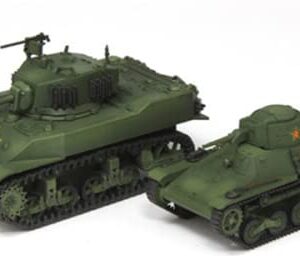 S-Model China PLA Captured Type 97 & M5A1 M5A1 Stuart Light Tank 2 Vehicles Set 1/72 ABS Tank Pre-builded Model