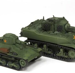 S-Model China PLA Captured Type 97 & M5A1 M5A1 Stuart Light Tank 2 Vehicles Set 1/72 ABS Tank Pre-builded Model