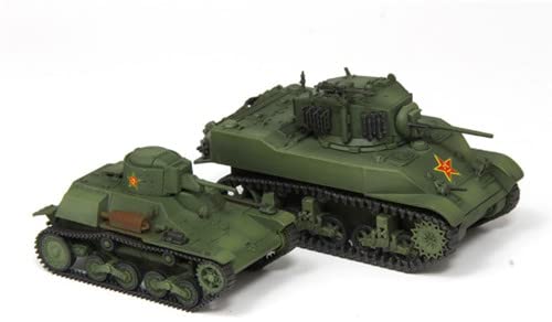 S-Model China PLA Captured Type 97 & M5A1 M5A1 Stuart Light Tank 2 Vehicles Set 1/72 ABS Tank Pre-builded Model