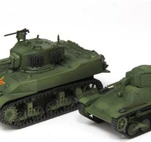 S-Model China PLA Captured Type 97 & M5A1 M5A1 Stuart Light Tank 2 Vehicles Set 1/72 ABS Tank Pre-builded Model