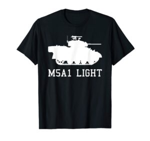 wwii us tank m5a1 light silhouette t-shirt