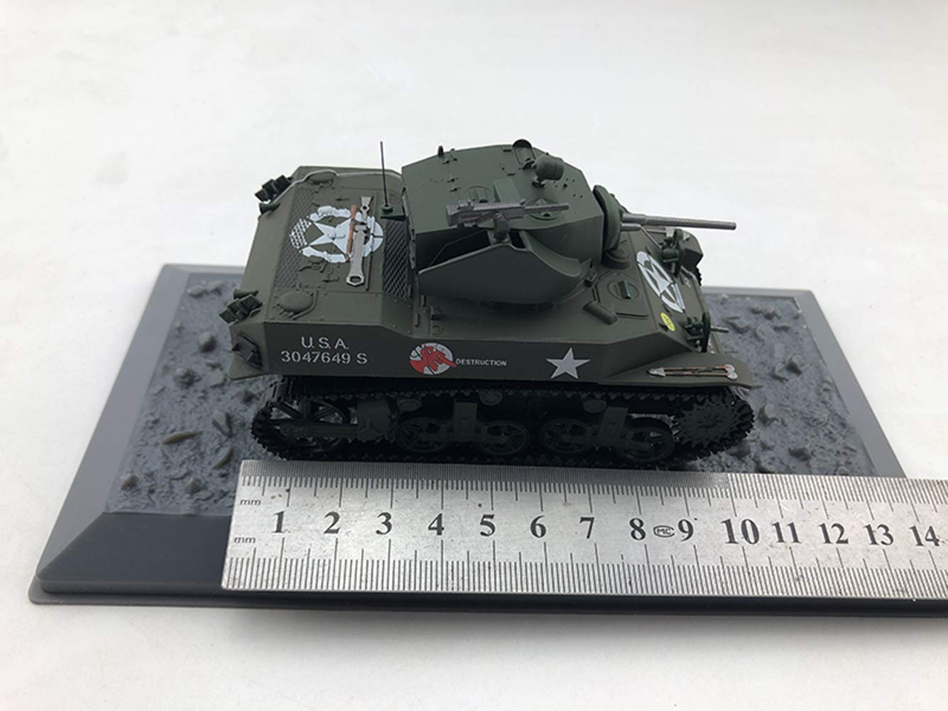 SY-Heat Alloy Tank Model, Military Tank Model M5A1 Light Tank 37Th Tank Battalion Memorial 1/43 Simulation Decoration Commemorative