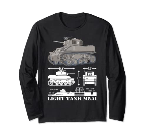 M5A1 Light Tank American WW2 Tanks Infographic Diagram Long Sleeve T-Shirt