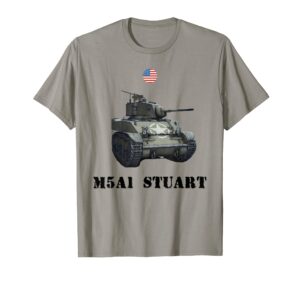 m5a1 stuart, usa light tank ww2 military machinery t-shirt