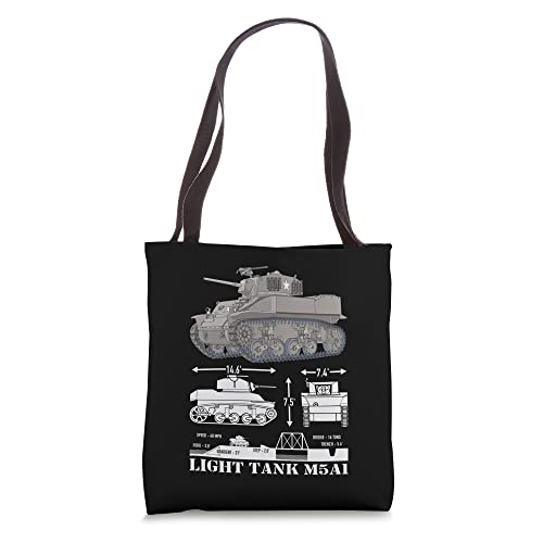 M5A1 Light Tank American WW2 Tanks Infographic Diagram Tote Bag