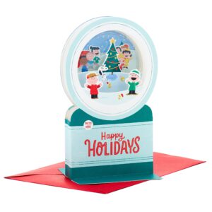 hallmark paper wonder peanuts musical pop up christmas card (snow globe, charlie brown and friends)