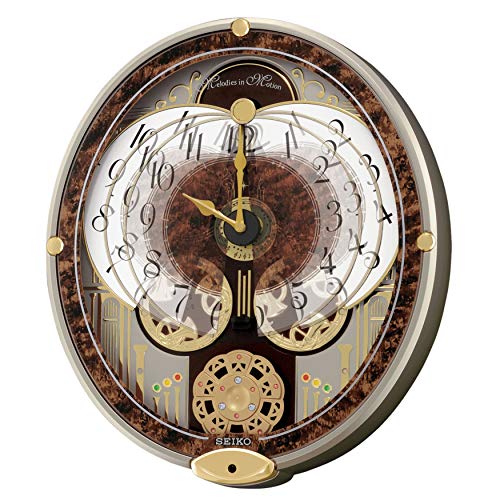 SEIKO Melodies In Motion Wall Clock Wall Clock, Golden French Horns