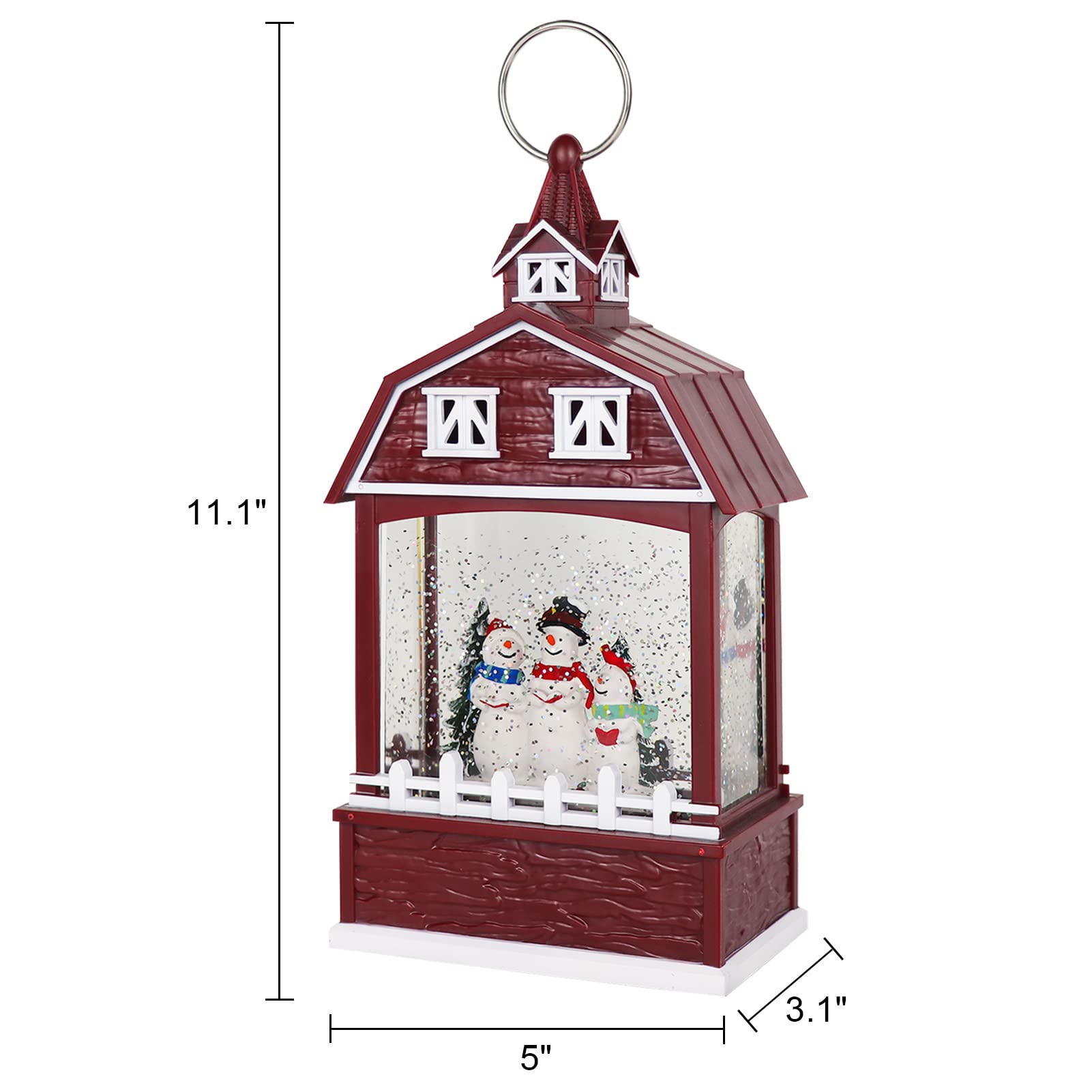 DRomance Christmas Music Snow Globe Lantern with 6 Hour Timer, USB Powered Battery Operated Lighted Water Singing Snow Globe Holiday Women Children Gift(Snowman, 5 x 3.1 x 11.1 Inches)