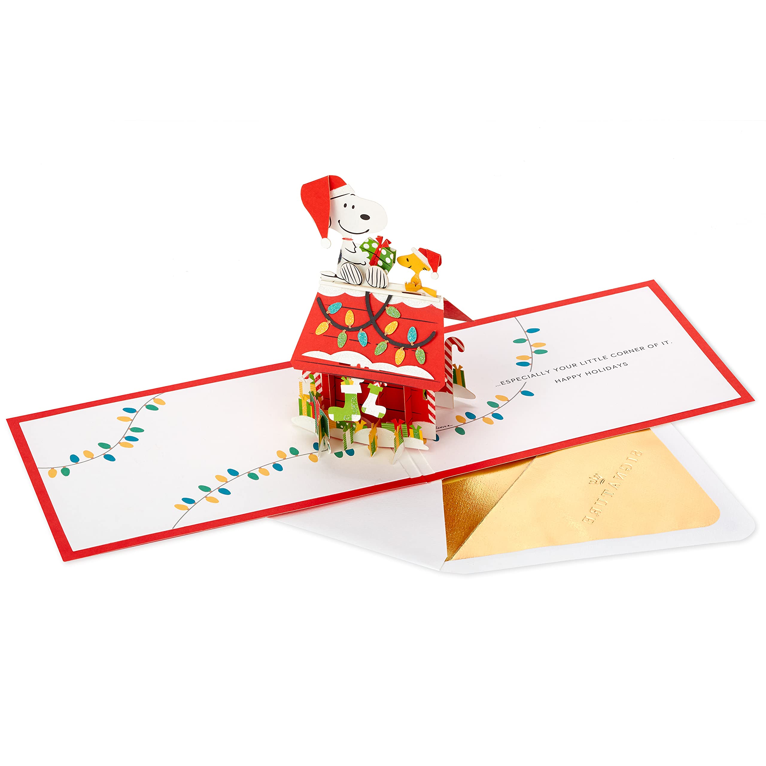 Hallmark Signature Paper Wonder Pop Up Christmas Card (Peanuts, Snoopy's Dog House)