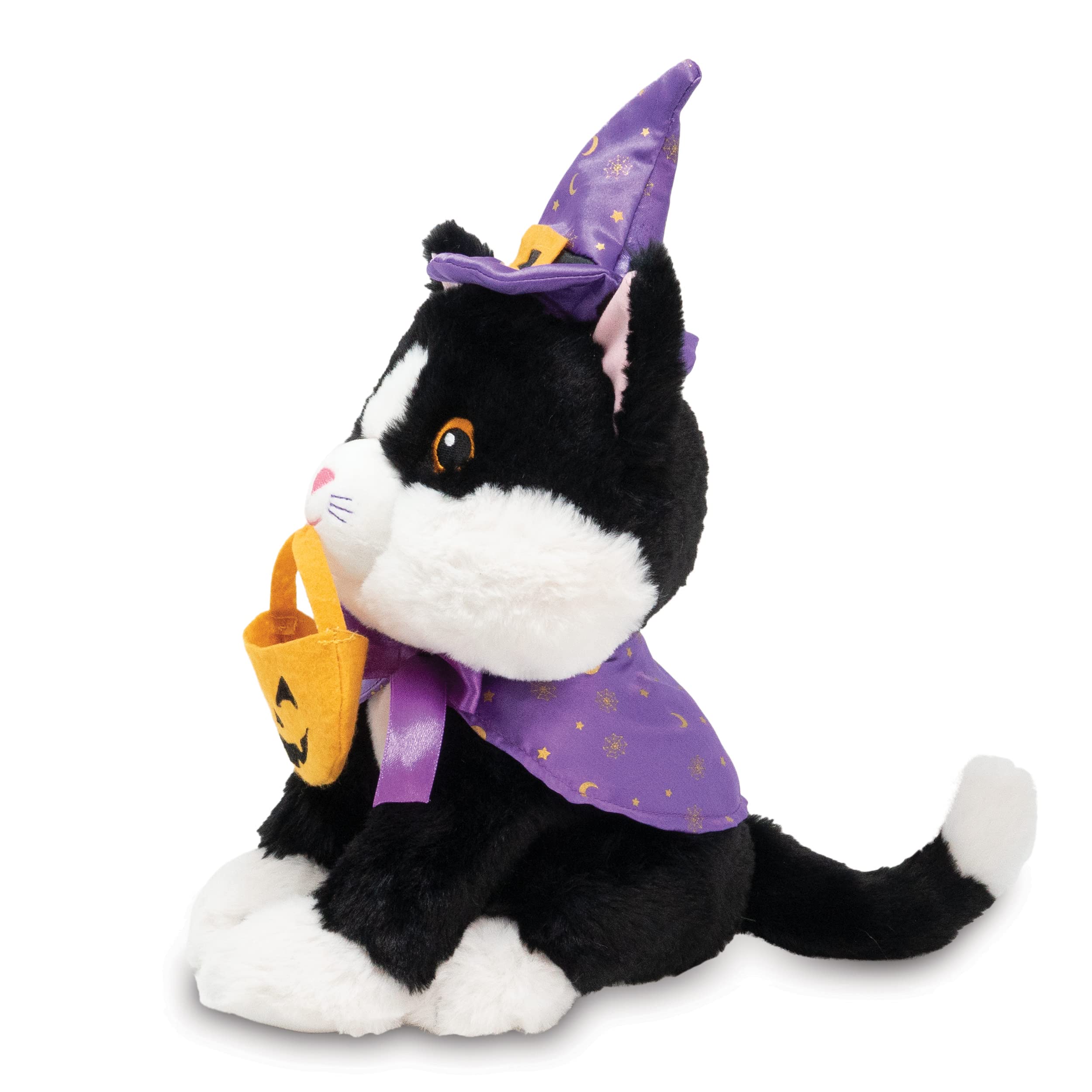 Cuddle Barn - Trick-or-Treat Tammy | Animated Halloween Tuxedo Cat Stuffed Animal Plush Toy, Dressed as Wizard Twirls to I Want Candy, 9 inches