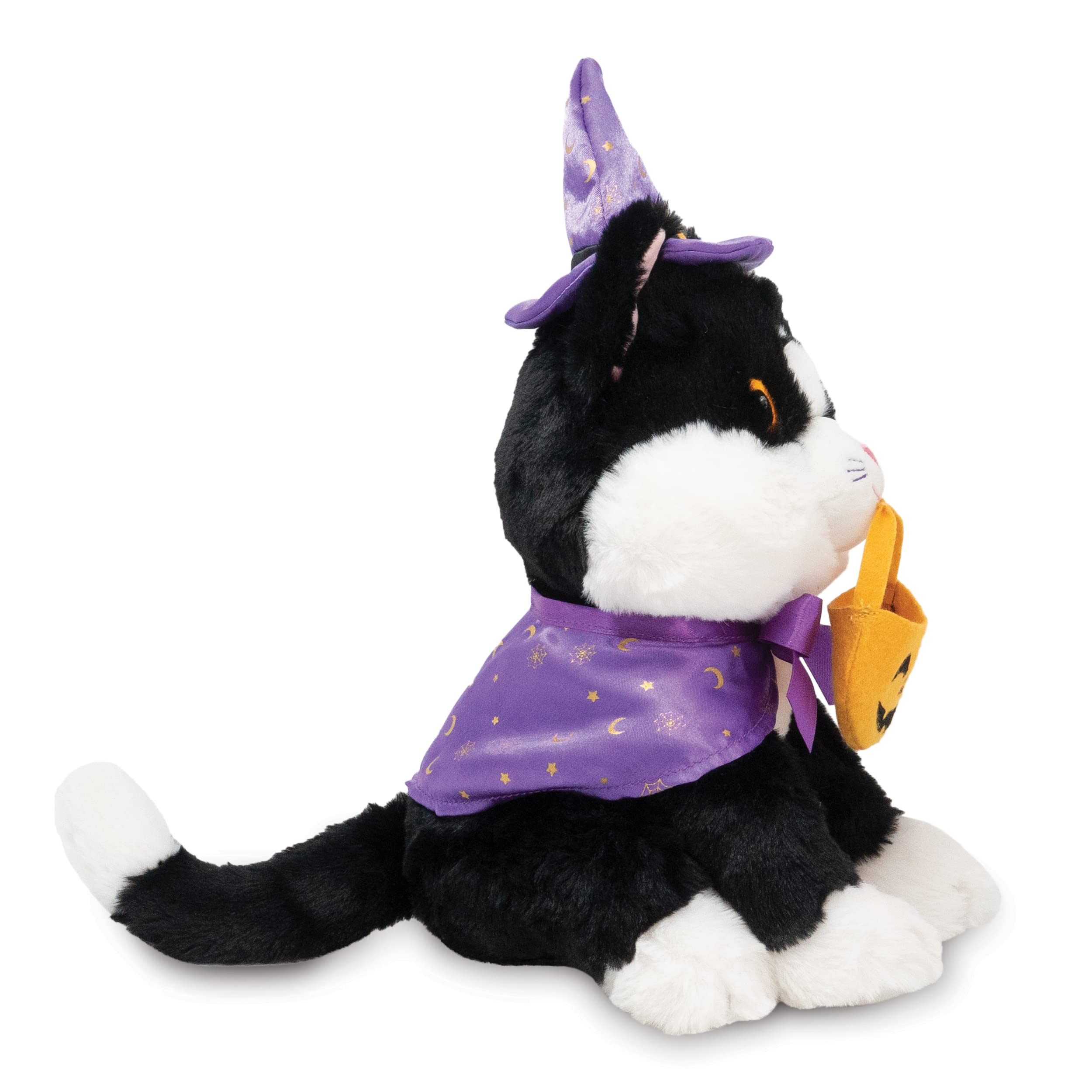 Cuddle Barn - Trick-or-Treat Tammy | Animated Halloween Tuxedo Cat Stuffed Animal Plush Toy, Dressed as Wizard Twirls to I Want Candy, 9 inches