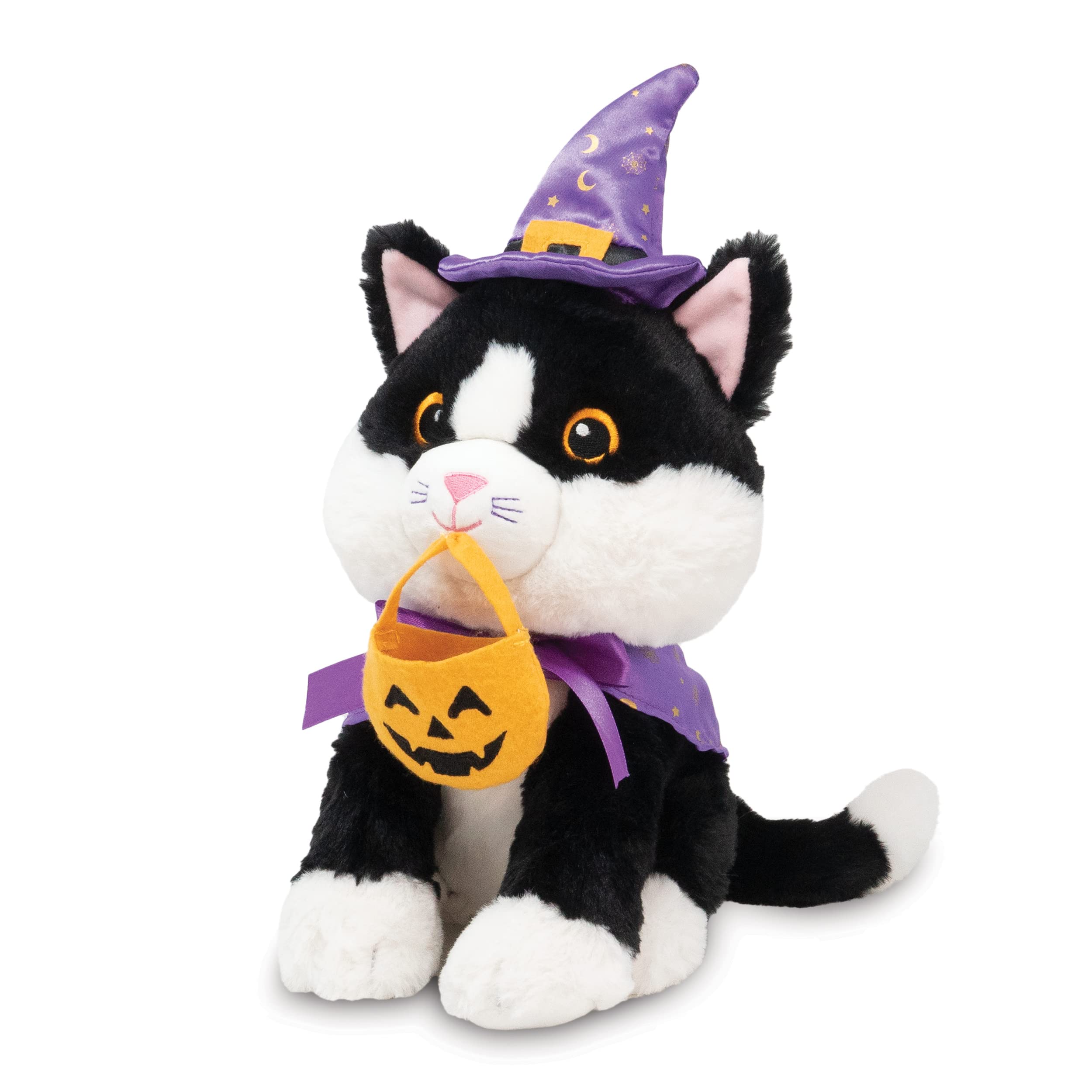 Cuddle Barn - Trick-or-Treat Tammy | Animated Halloween Tuxedo Cat Stuffed Animal Plush Toy, Dressed as Wizard Twirls to I Want Candy, 9 inches