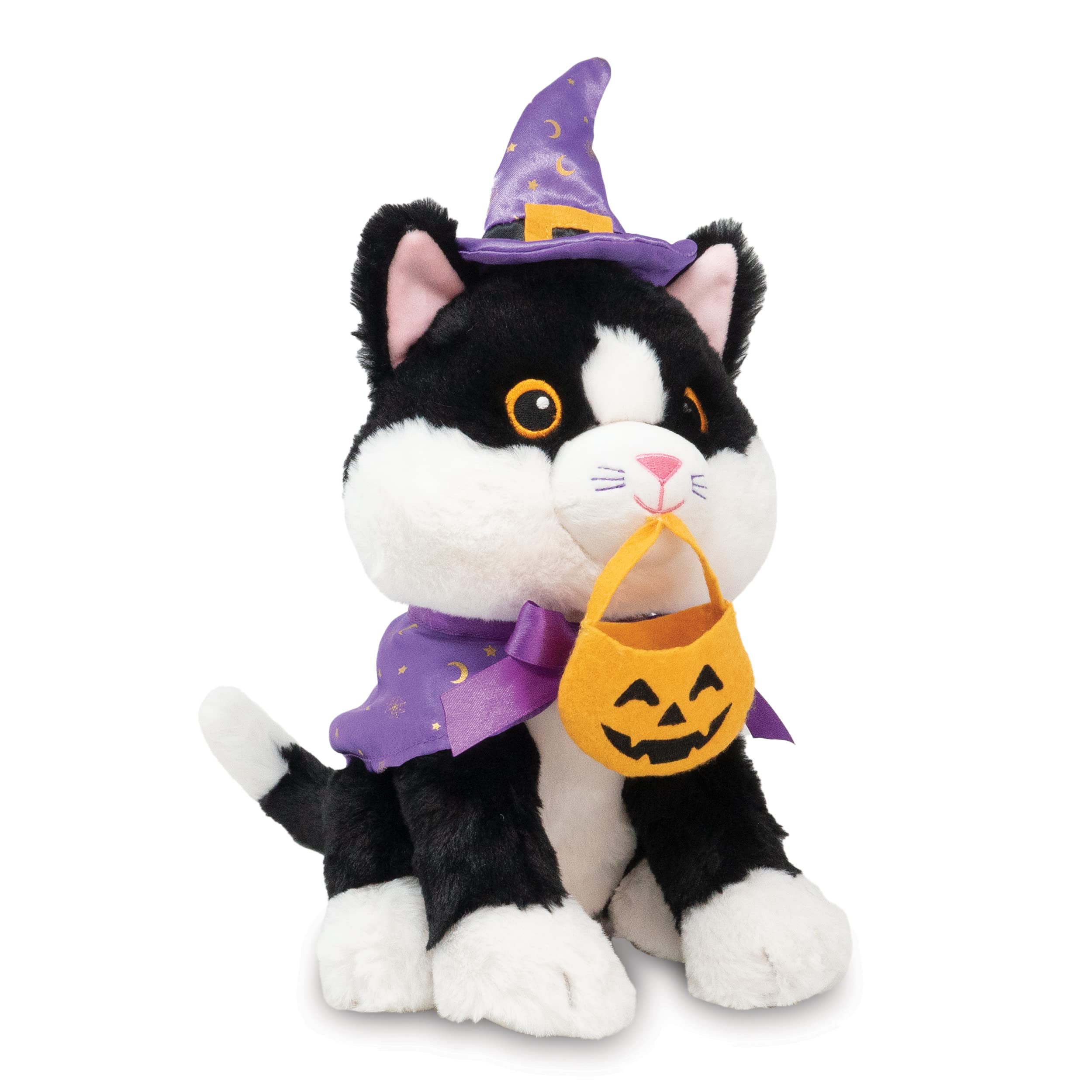 Cuddle Barn - Trick-or-Treat Tammy | Animated Halloween Tuxedo Cat Stuffed Animal Plush Toy, Dressed as Wizard Twirls to I Want Candy, 9 inches