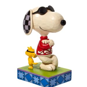 enesco jim shore peanuts joe cool snoopy and woodstock back to back figurine, 5 inch, multicolor