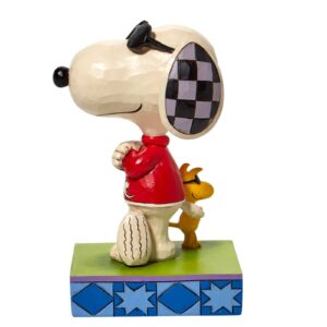 Enesco Jim Shore Peanuts Joe Cool Snoopy and Woodstock Back to Back Figurine, 5 Inch, Multicolor